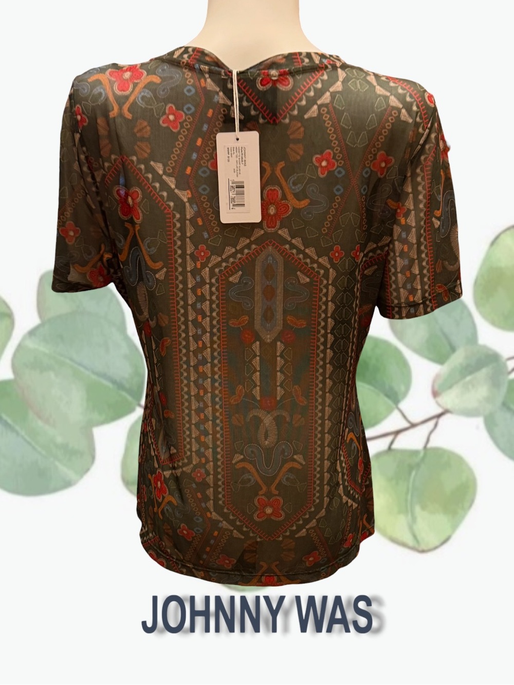 ✨ NWT Johnny Was Nanette Mesh Tee — Skylar Bloom, XL ✨ - Picture 4 of 8